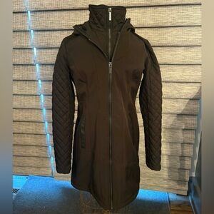 Coat-Michael Kors black hooded & quilted knee length. Smoke free home